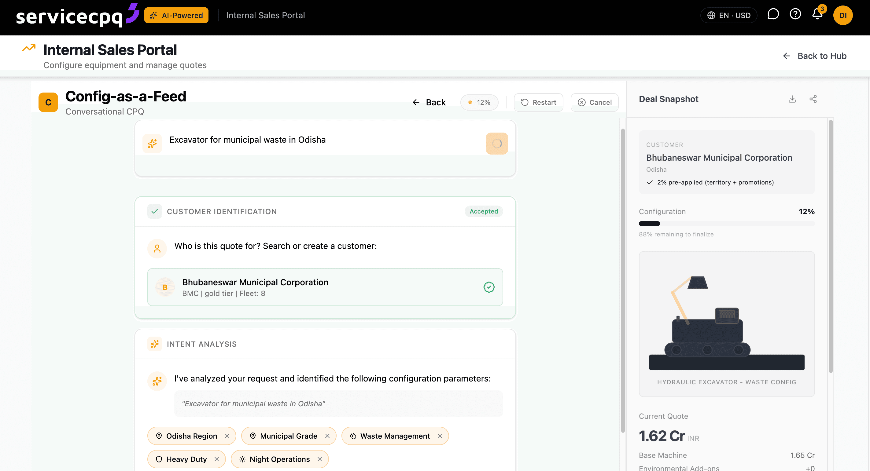 ServiceCPQ conversational CPQ feed — AI-driven configuration and quoting on a knowledge graph