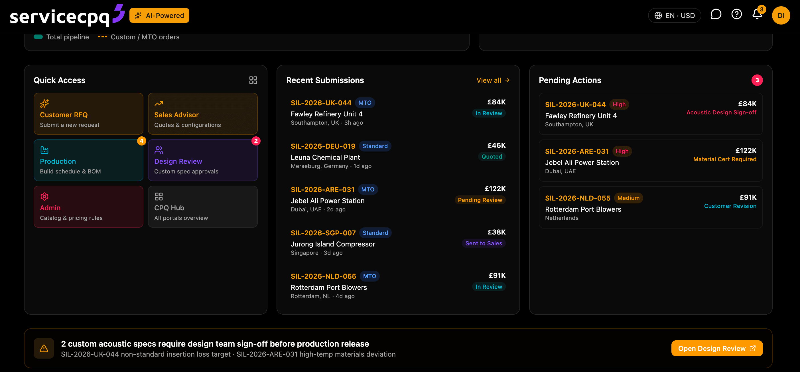 AI CPQ knowledge graph command centre