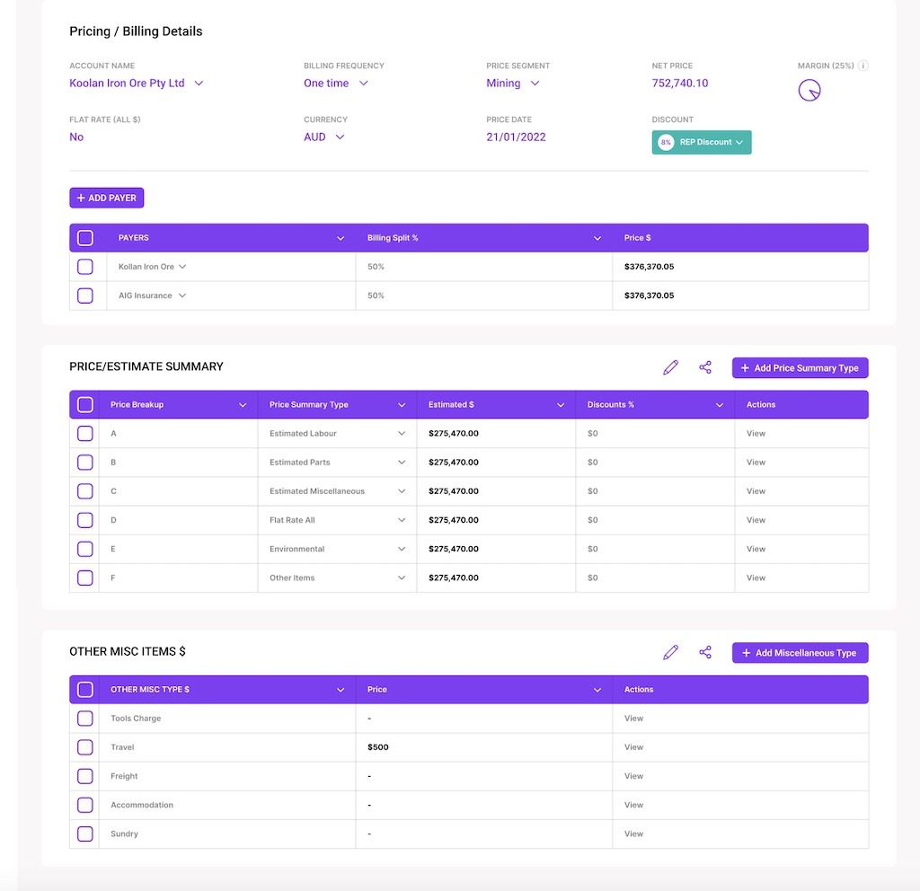 Pricing Interface