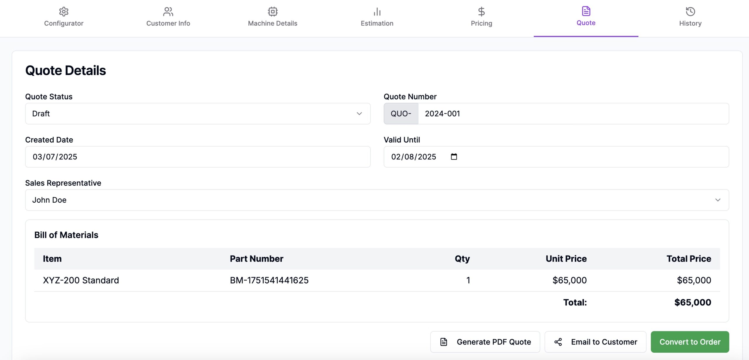 Quote, CPQ, Service Quote, Configurator Quote