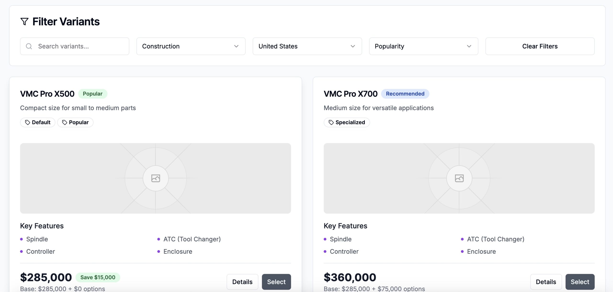 Product Configurator Screenshot