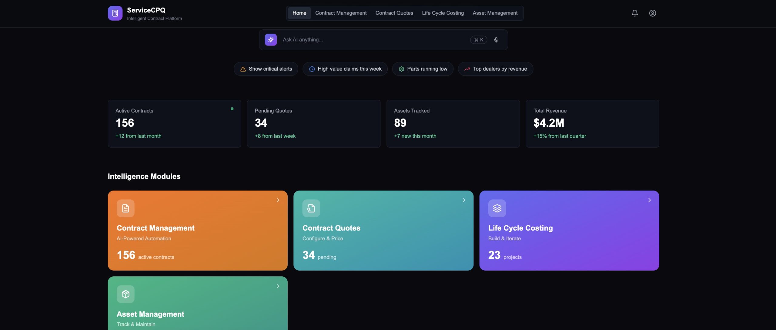 ServiceCPQ Intelligence Hub — unified platform