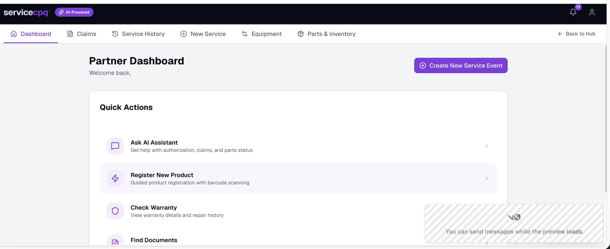 ServiceCPQ Partner Portal Interface